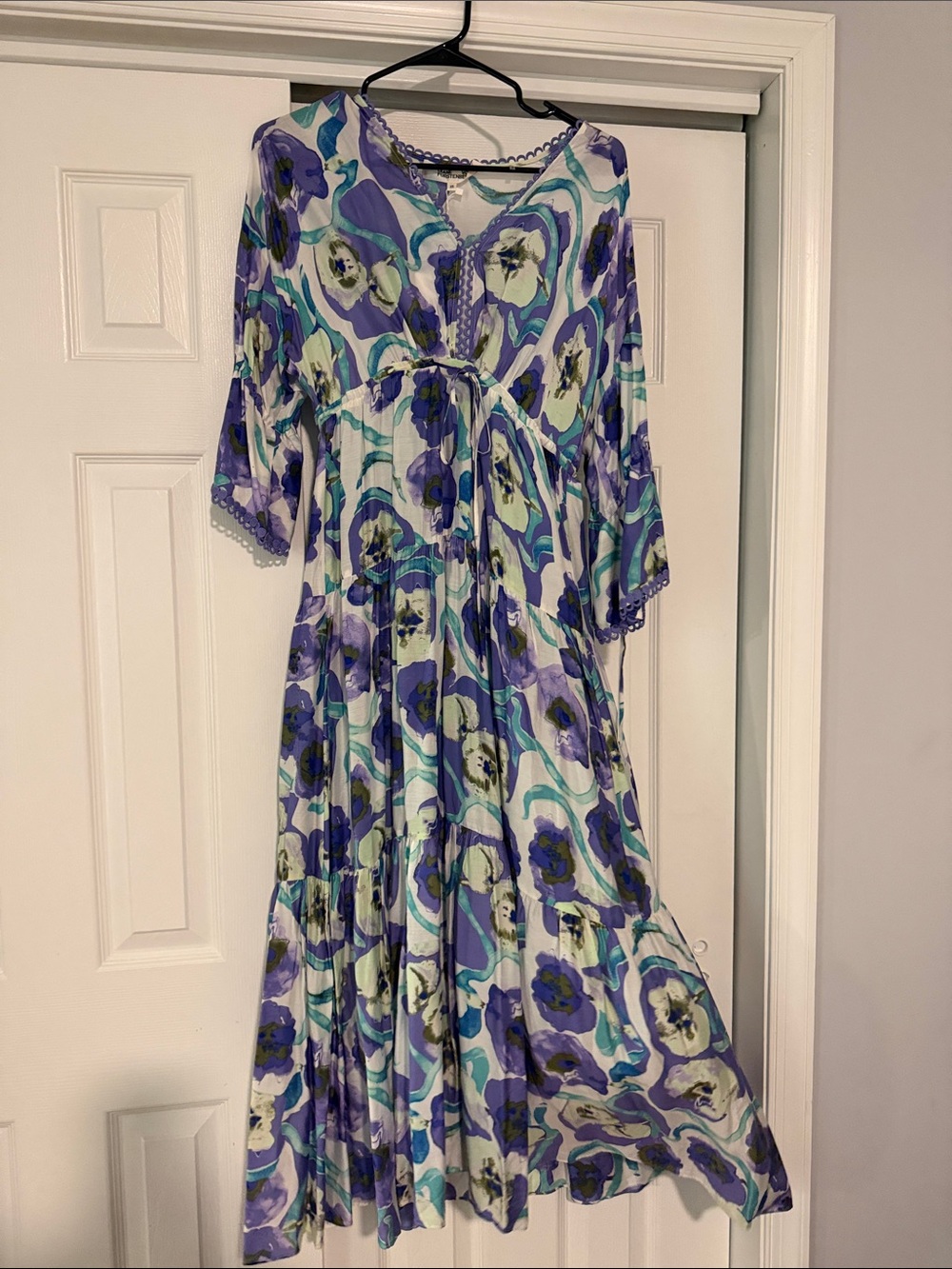 Diane Von Furstenberg Lavender and Mint Floral Maxi Dress